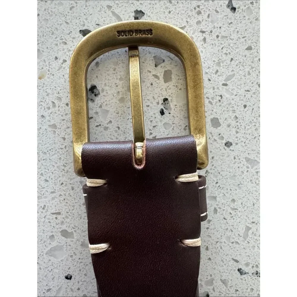 L.L. BEAN Genuine Leather Brown Belt Solid Brass Buckle Classic Men’s Size 40